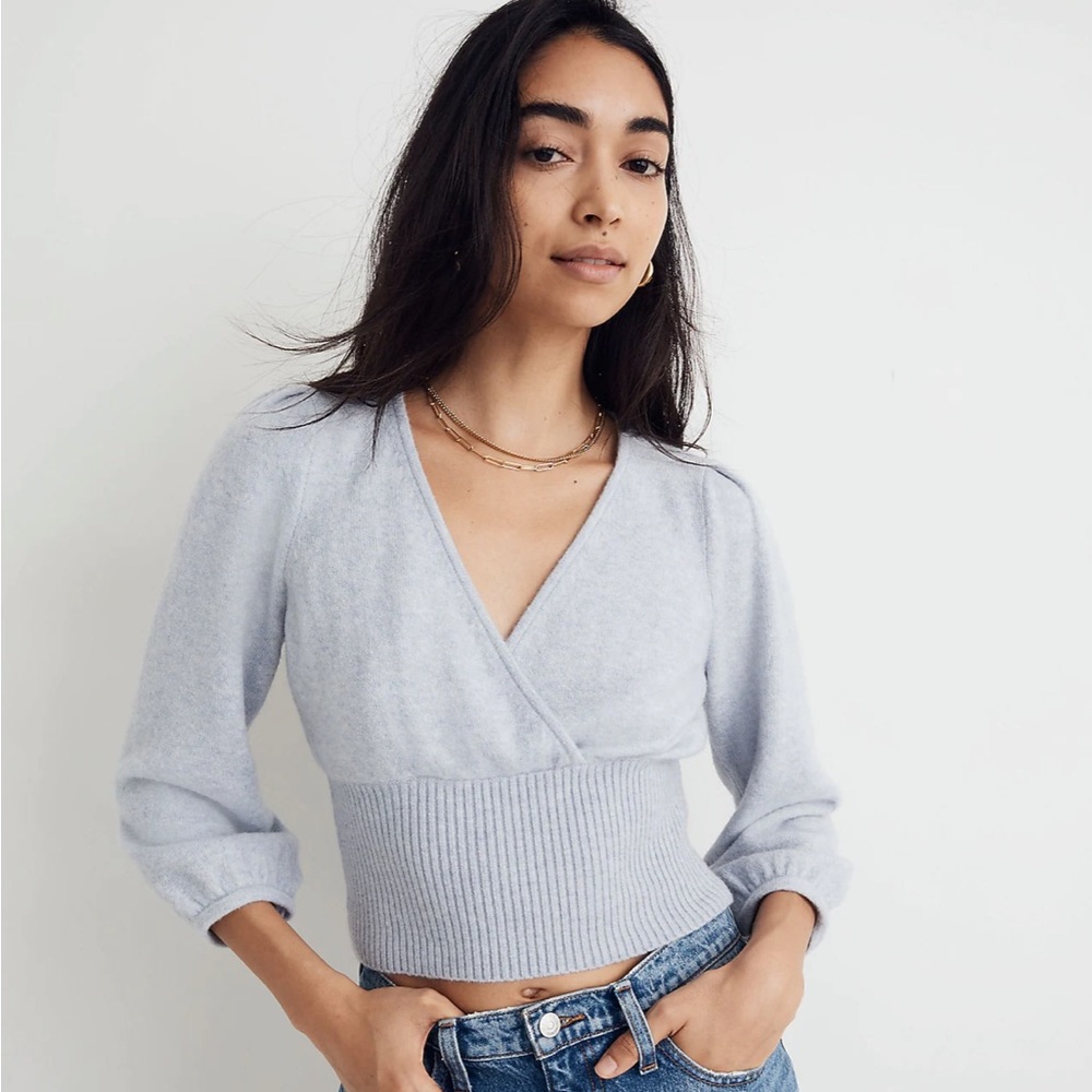 NWT Madewell Wrap V-Neck Sweater in Coziest Yarn, Size XXS